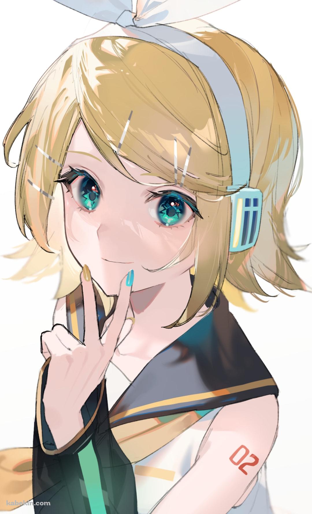 顎ピースをする鏡音リン / ボカロ 02 / ボーカロイドのAndroidの壁紙(1080px x 1776px) スマホ用