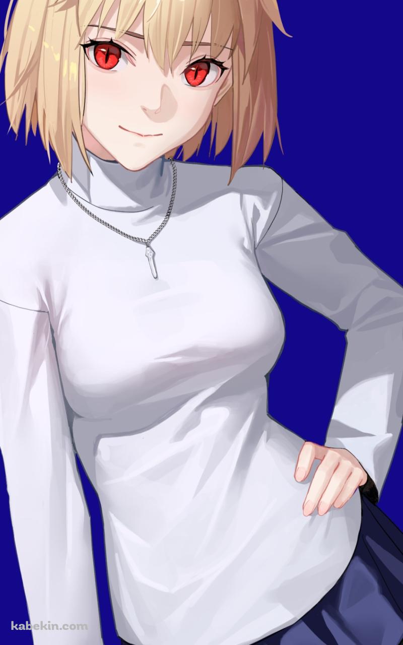 腰に手をあててこちらを見つめるアルクェイド・ブリュンスタッド / 真月譚 月姫のAndroidの壁紙(800px x 1280px) スマホ用