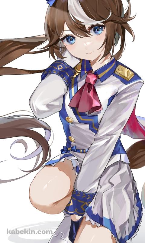 しゃがんでこちらににっこりするトウカイテイオー / ウマ娘プリティーダービーのAndroidの壁紙(480px x 800px) スマホ用