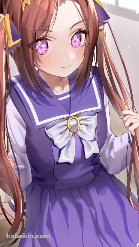 机に座るサクラバクシンオー / ウマ娘プリティーダービーのAndroidの壁紙(480px x 854px) スマホ用