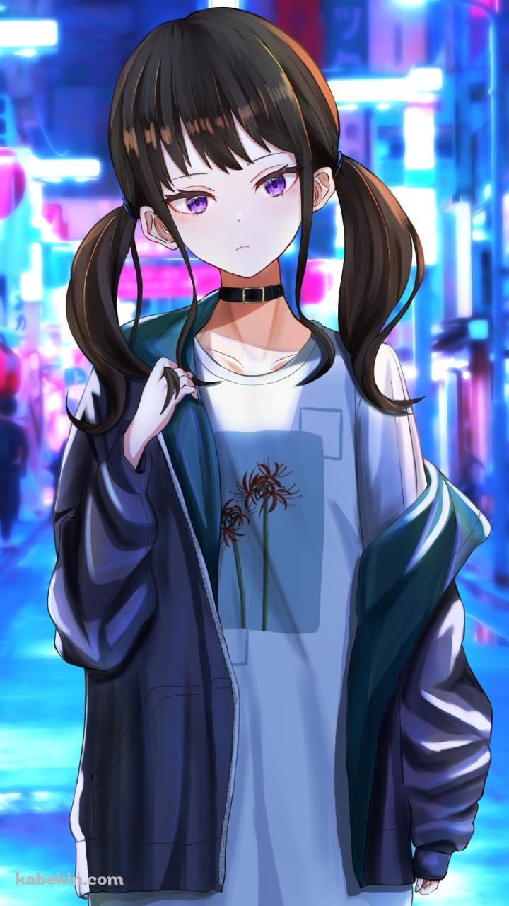 深夜の街中を徘徊する井ノ上たきな / リコリス・リコイルのAndroidの壁紙(720px x 1280px) スマホ用