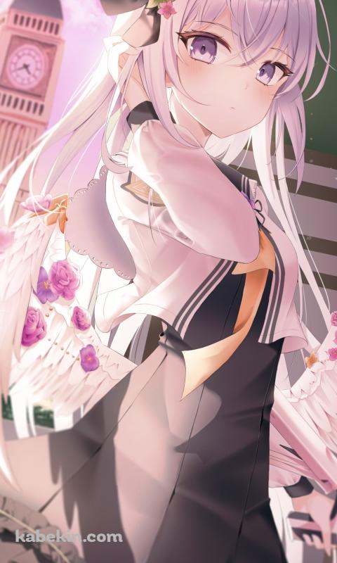 髪をかき上げる白洲アズサ / 白い髪 / 時計台 / ブルアカ / ブルーアーカイブのAndroidの壁紙(480px x 800px) スマホ用