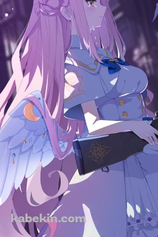 銃をかまえる綺麗な聖園ミカ / 横顔 / ピンクの髪 / ブルアカ / ブルーアーカイブのAndroidの壁紙(320px x 480px) スマホ用