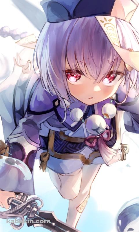 剣を持ち走る七七 / 原神のAndroidの壁紙(480px x 800px) スマホ用