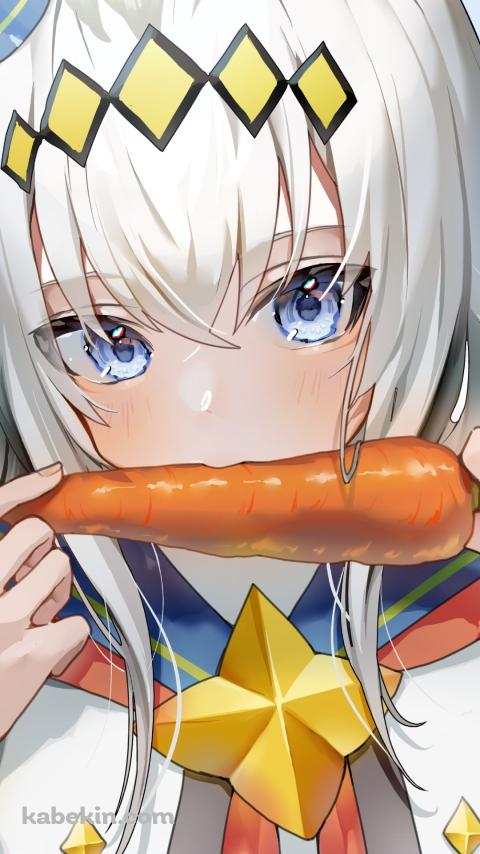 人参にかぶりつくオグリキャップ / ウマ娘プリティーダービーのAndroidの壁紙(480px x 854px) スマホ用