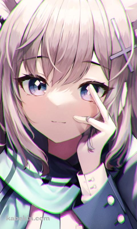 目の前に指をかざす砂狼シロコ / ブルアカ / ブルーアーカイブのAndroidの壁紙(480px x 800px) スマホ用