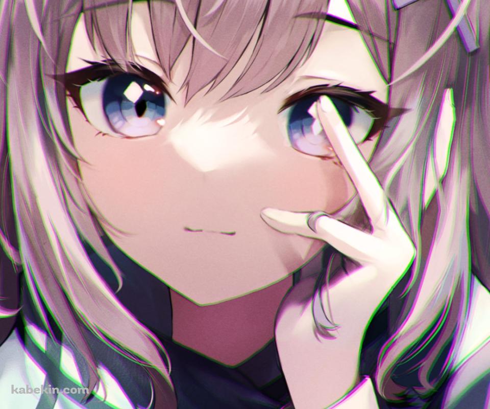 目の前に指をかざす砂狼シロコ / ブルアカ / ブルーアーカイブのAndroidの壁紙(960px x 800px) スマホ用