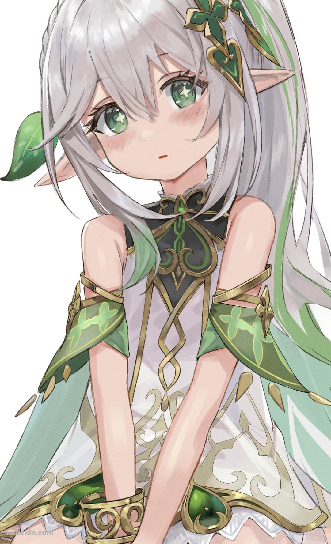 座って不思議そうにこちらを見つめるナヒーダ / 原神のAndroidの壁紙(1080px x 1776px) スマホ用