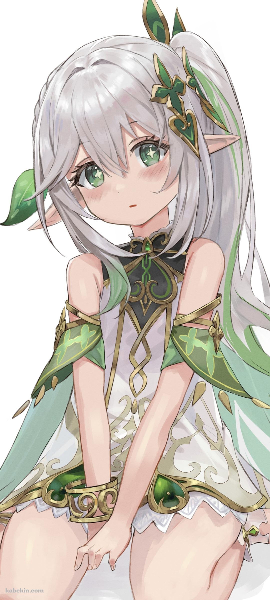 座って不思議そうにこちらを見つめるナヒーダ / 原神のAndroidの壁紙(1080px x 2400px) スマホ用