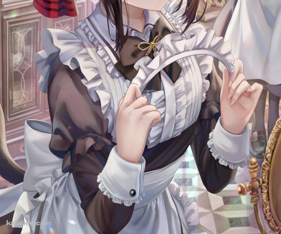 メイド姿の四宮かぐやと親指を立てる早坂愛 / かぐや様は告らせたい～天才たちの恋愛頭脳戦～のAndroidの壁紙(960px x 800px) スマホ用