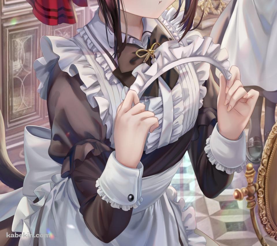 メイド姿の四宮かぐやと親指を立てる早坂愛 / かぐや様は告らせたい～天才たちの恋愛頭脳戦～のAndroidの壁紙(960px x 854px) スマホ用