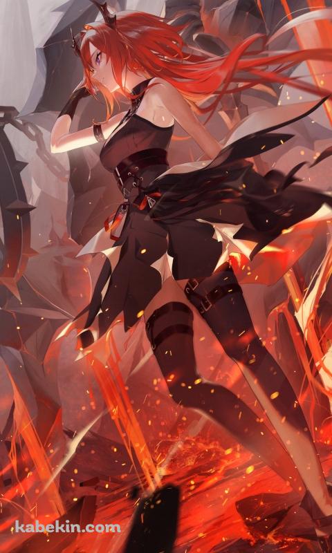 火炎に包まれるかっこいいスルト / アークナイツのAndroidの壁紙(480px x 800px) スマホ用