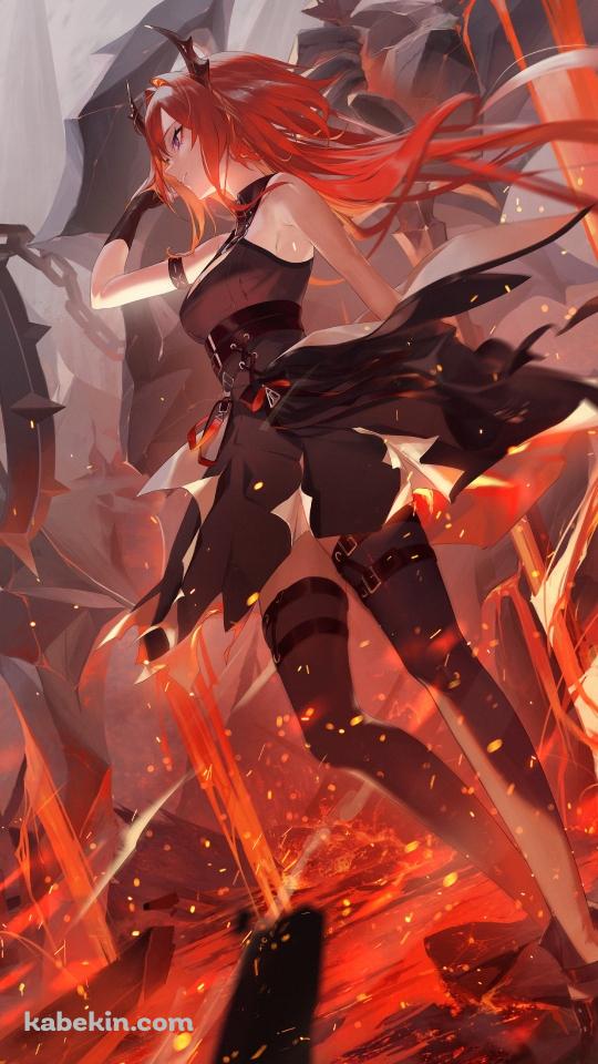 火炎に包まれるかっこいいスルト / アークナイツのAndroidの壁紙(540px x 960px) スマホ用