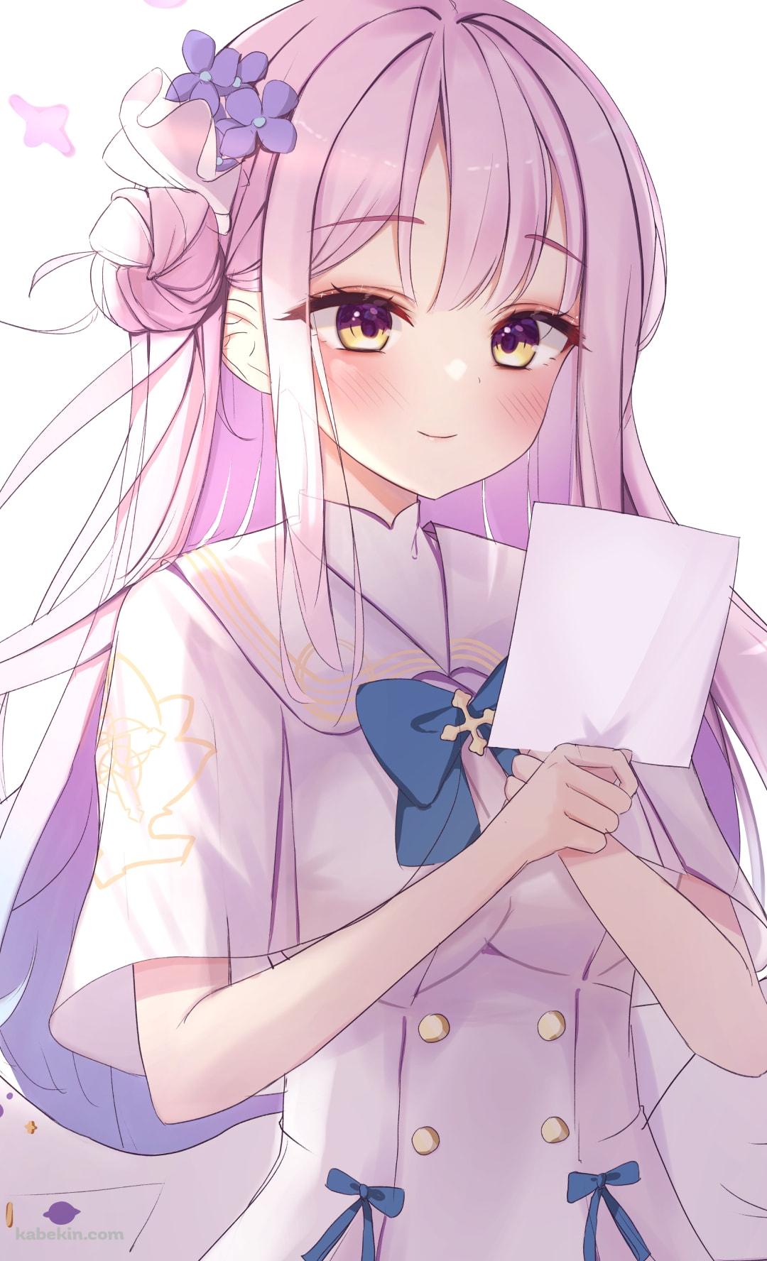 手紙を見る聖園ミカ(みその みか) / ブルアカ / ブルーアーカイブのAndroidの壁紙(1080px x 1776px) スマホ用