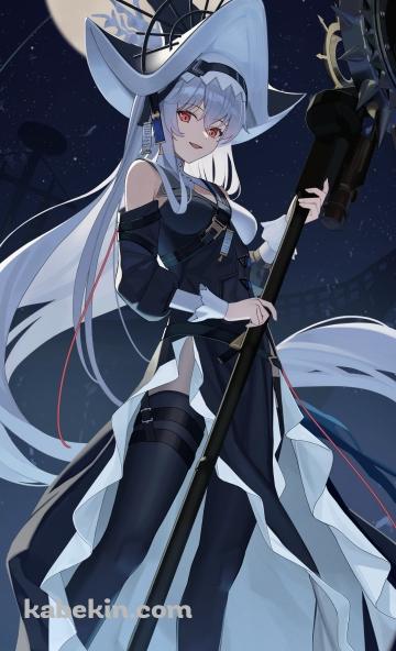 満月と帰溟スペクター(きめいすぺくたー) / アークナイツ / イラスト / ファンアートのAndroidの壁紙(360px x 592px) スマホ用