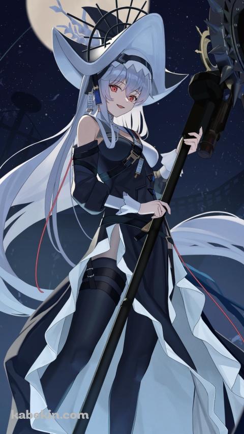 満月と帰溟スペクター(きめいすぺくたー) / アークナイツ / イラスト / ファンアートのAndroidの壁紙(480px x 854px) スマホ用