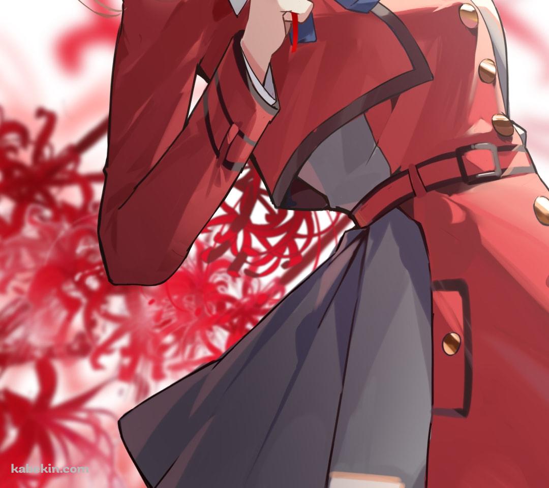 1輪の彼岸花を持つ錦木千束 / リコリス・リコイル / イラスト / ファンアートのAndroidの壁紙(1080px x 960px) スマホ用