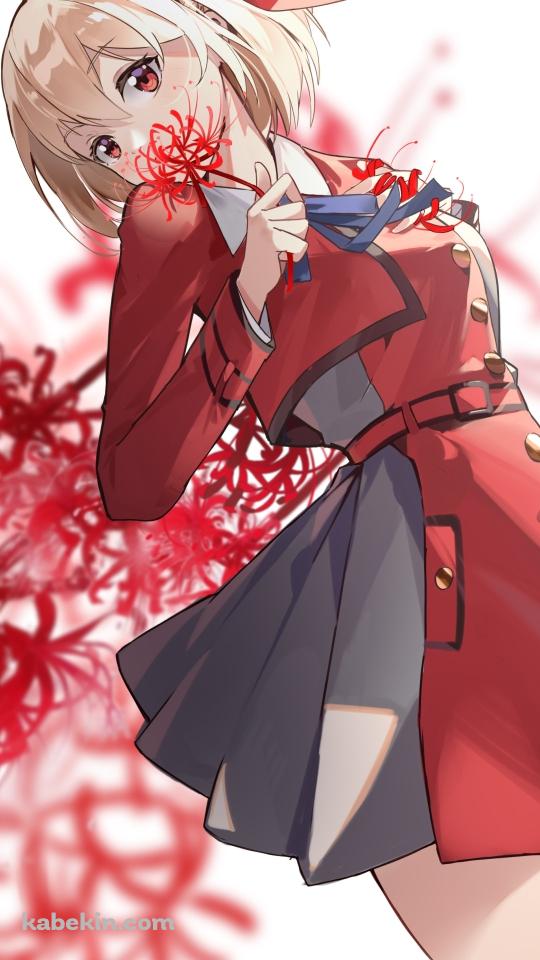 1輪の彼岸花を持つ錦木千束 / リコリス・リコイル / イラスト / ファンアートのAndroidの壁紙(540px x 960px) スマホ用