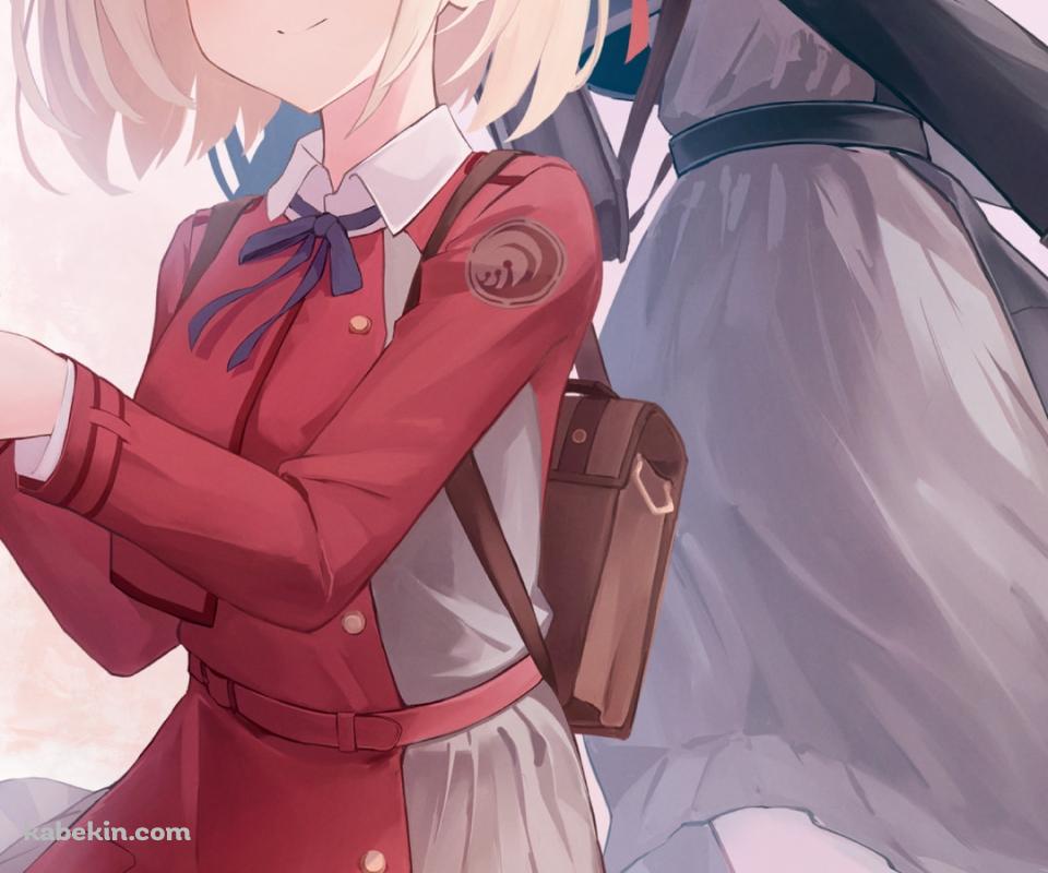 銃をかまえるめちゃくちゃかわいい錦木千束（にしきぎ ちさと）と井ノ上たきな（いのうえ たきな） / リコリス・リコイルのAndroidの壁紙(960px x 800px) スマホ用