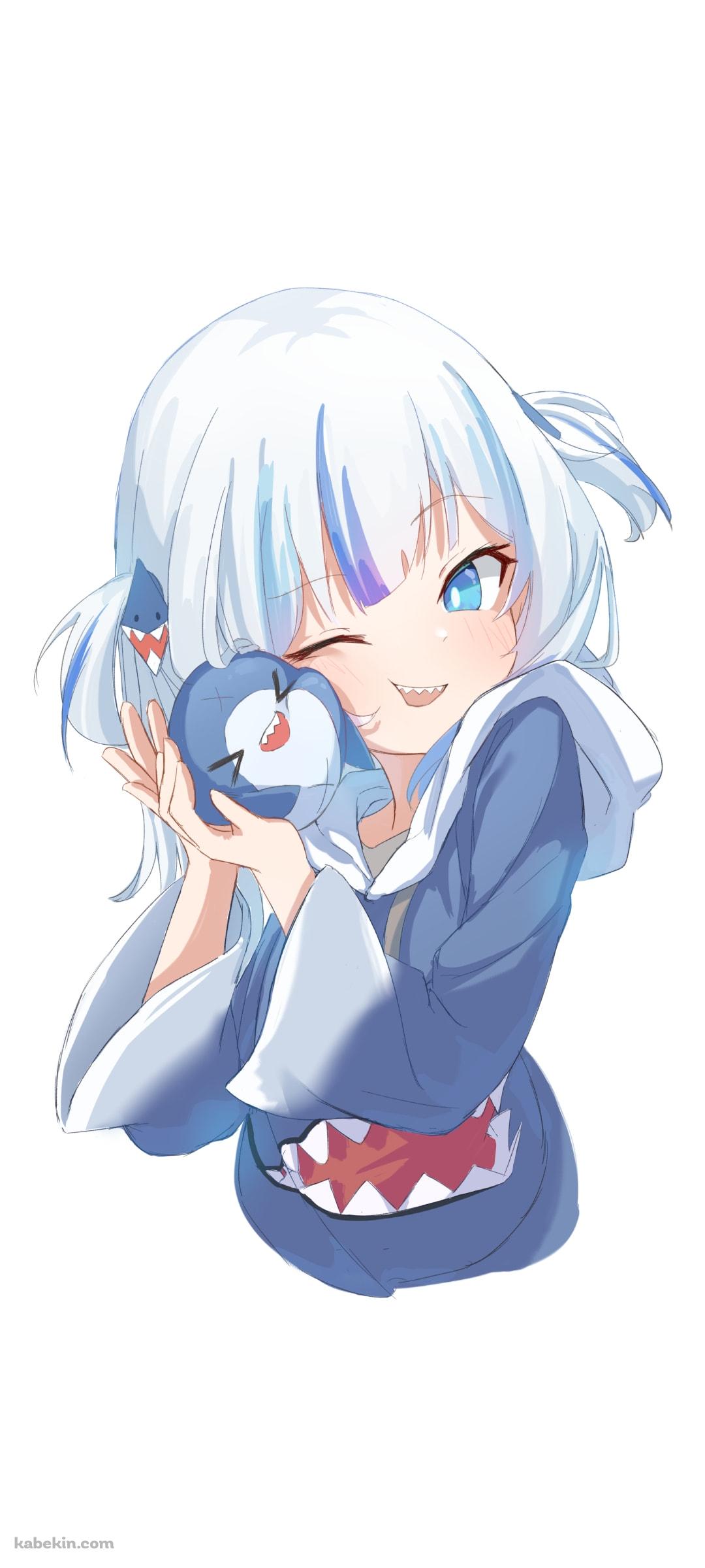 ブループにスリスリするがうる・ぐら / サメちゃん / ホロライブ / バーチャルYouTuberのAndroidの壁紙(1080px x 2400px) スマホ用