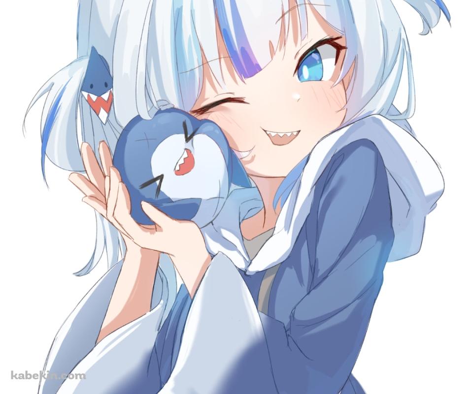 ブループにスリスリするがうる・ぐら / サメちゃん / ホロライブ / バーチャルYouTuberのAndroidの壁紙(960px x 800px) スマホ用