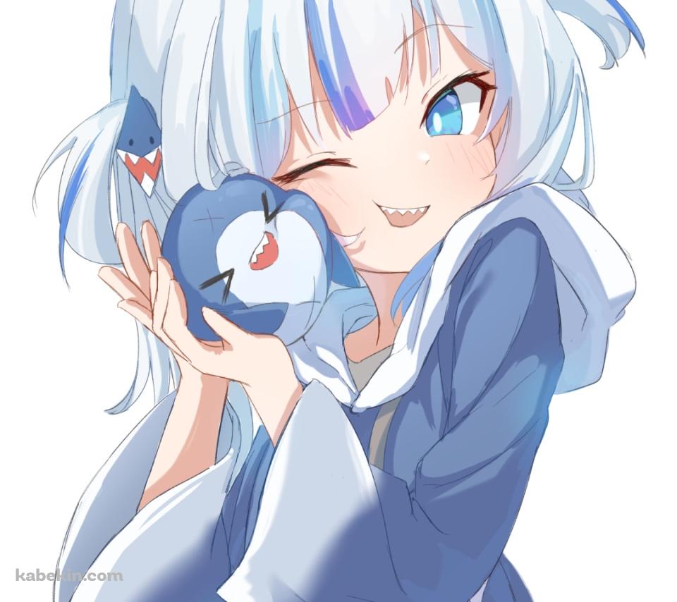 ブループにスリスリするがうる・ぐら / サメちゃん / ホロライブ / バーチャルYouTuberのAndroidの壁紙(960px x 854px) スマホ用