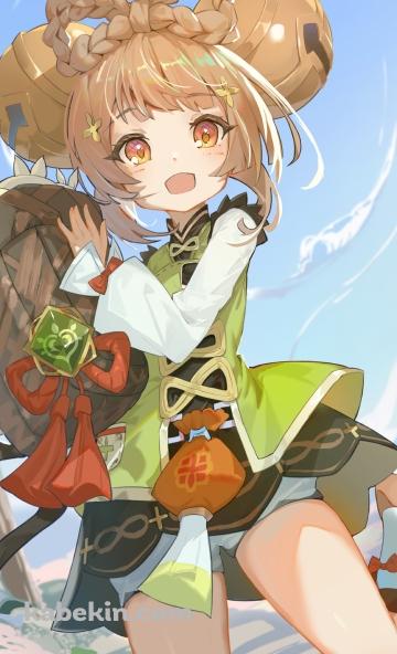ピンクの花畑と笑顔のヨォーヨ / 原神 / イラスト / ファンアートのAndroidの壁紙(360px x 592px) スマホ用