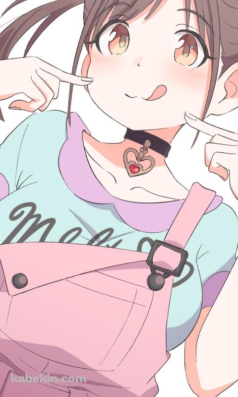 ほっぺたに指をあてて舌を出す園田智代子 / アイドルマスターシャイニーカラーズのAndroidの壁紙(480px x 800px) スマホ用