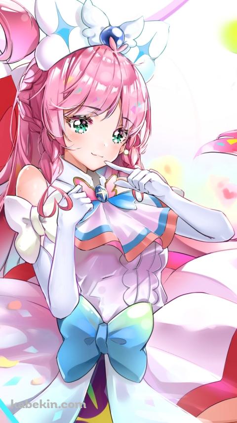 かわいい虹ヶ丘ましろ / キュアプリズム / ひろがるスカイ!プリキュア / イラスト / ファンアートのAndroidの壁紙(480px x 854px) スマホ用