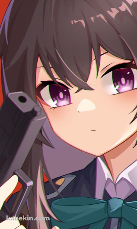 銃を構えてこちらを見つめるプニプニの井ノ上たきな / リコリス・リコイルのAndroidの壁紙(480px x 800px) スマホ用