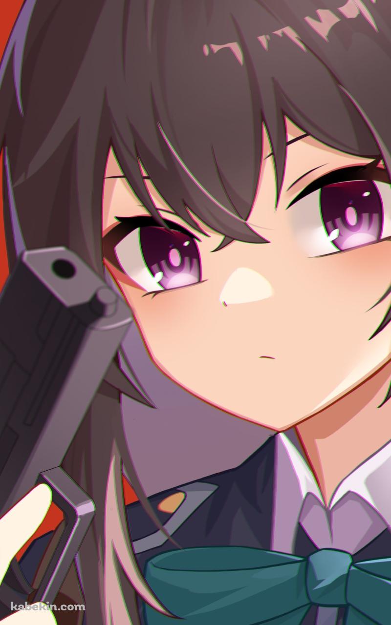 銃を構えてこちらを見つめるプニプニの井ノ上たきな / リコリス・リコイルのAndroidの壁紙(800px x 1280px) スマホ用