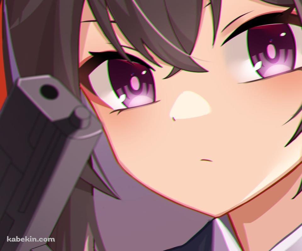 銃を構えてこちらを見つめるプニプニの井ノ上たきな / リコリス・リコイルのAndroidの壁紙(960px x 800px) スマホ用
