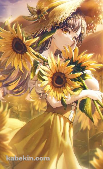 向日葵と可愛い白石杏 / プロセカ / プロジェクトセカイのAndroidの壁紙(360px x 592px) スマホ用