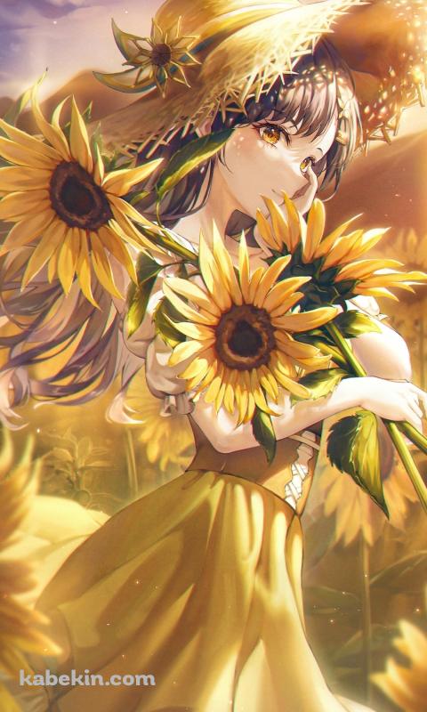 向日葵と可愛い白石杏 / プロセカ / プロジェクトセカイのAndroidの壁紙(480px x 800px) スマホ用