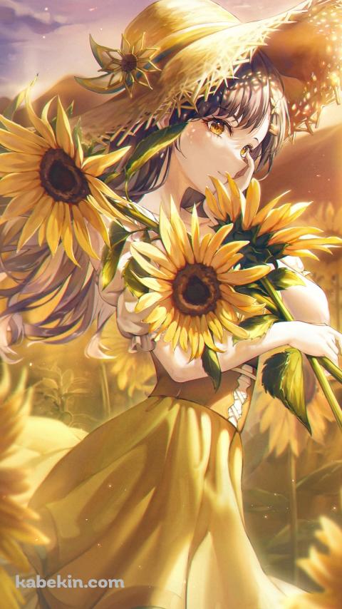 向日葵と可愛い白石杏 / プロセカ / プロジェクトセカイのAndroidの壁紙(480px x 854px) スマホ用