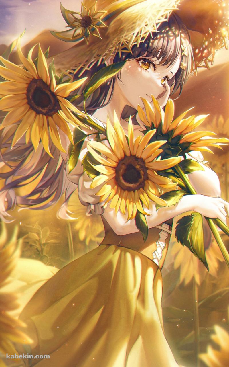 向日葵と可愛い白石杏 / プロセカ / プロジェクトセカイのAndroidの壁紙(800px x 1280px) スマホ用