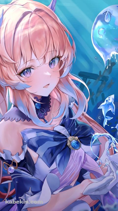 両手で水をすくう可愛い珊瑚宮心海 / 原神のAndroidの壁紙(480px x 854px) スマホ用