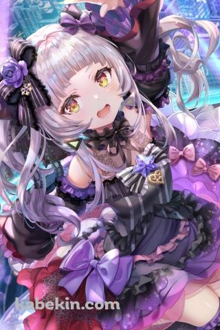 左手を掲げるめちゃくちゃ可愛い紫咲シオン / ホロライブ / バーチャルYouTuberのAndroidの壁紙(320px x 480px) スマホ用