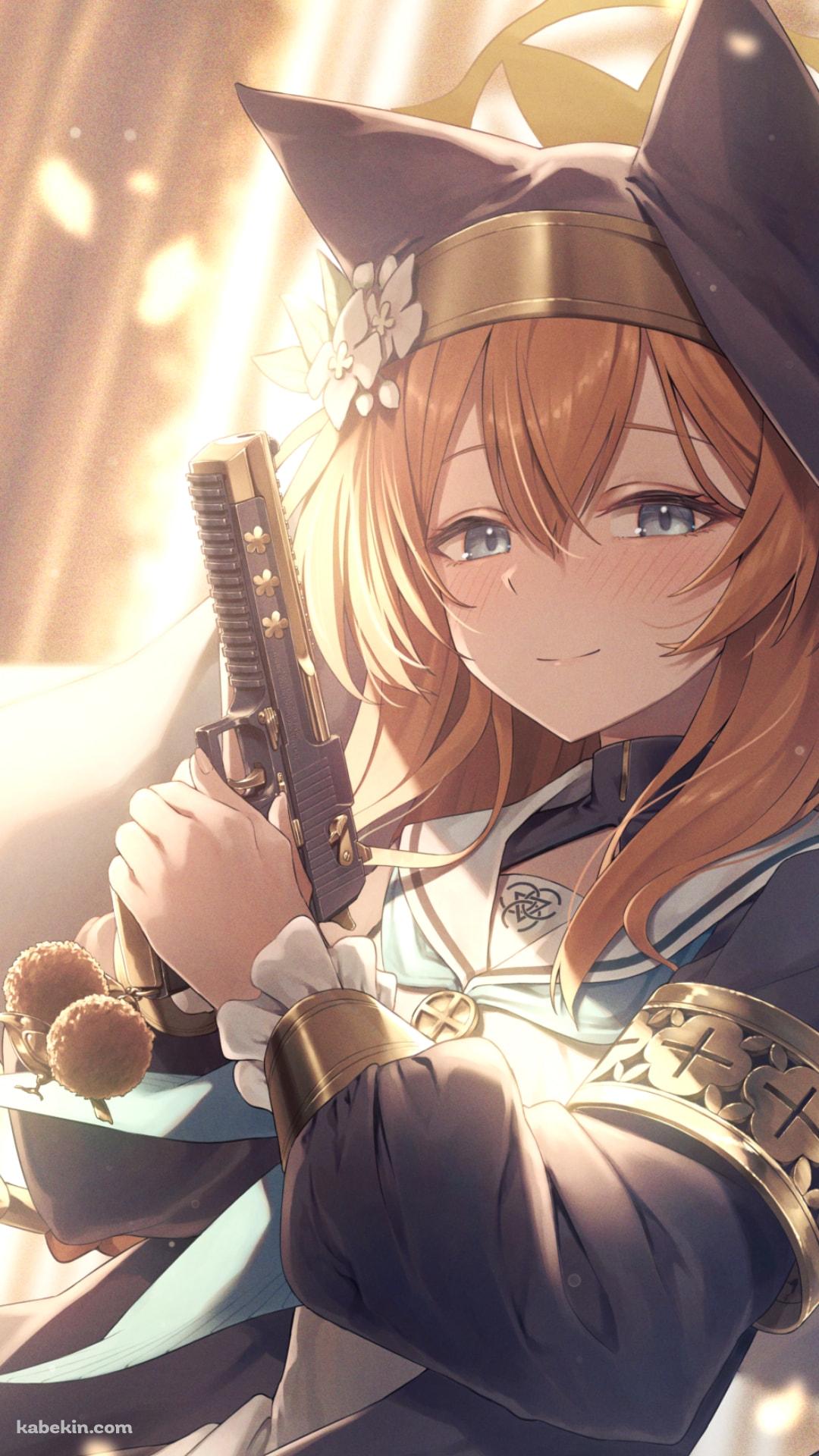 意味深な表情で銃をかまえる伊落マリー / ブルアカ / ブルーアーカイブのAndroidの壁紙(1080px x 1920px) スマホ用