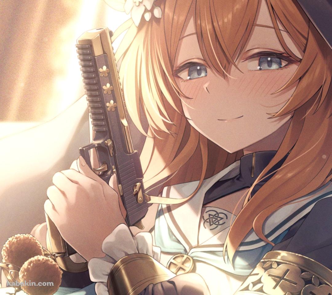 意味深な表情で銃をかまえる伊落マリー / ブルアカ / ブルーアーカイブのAndroidの壁紙(1080px x 960px) スマホ用