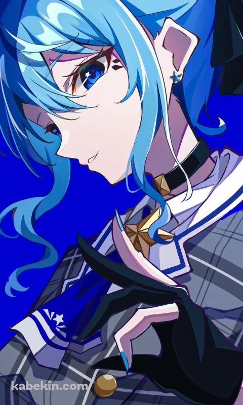 左手でポーズをとる星街すいせい / ホロライブ / バーチャルYouTuberのAndroidの壁紙(480px x 800px) スマホ用