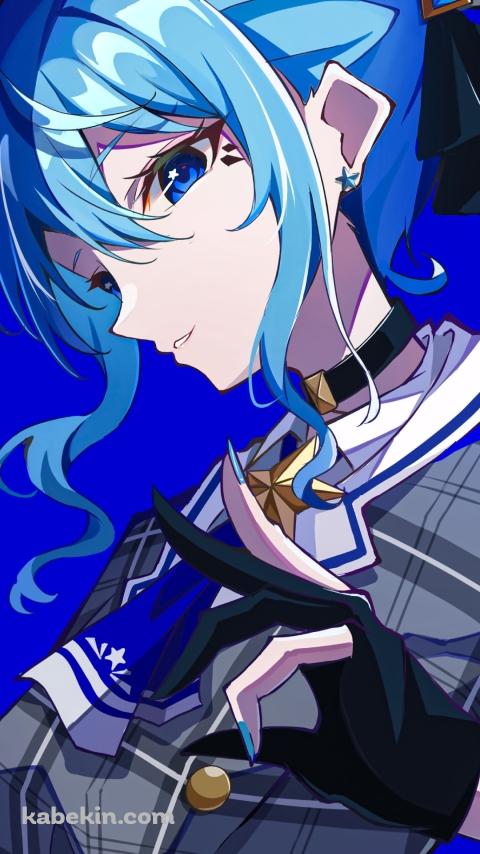 左手でポーズをとる星街すいせい / ホロライブ / バーチャルYouTuberのAndroidの壁紙(480px x 854px) スマホ用