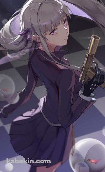 銃を持ち振り返る霧切響子（きりぎりきょうこ） / ダンガンロンパのAndroidの壁紙(360px x 592px) スマホ用