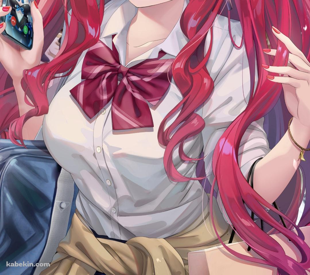 買い物をしながらモルガンと通話するバーヴァン・シー / 制服 / 女子高生 / fgo / fate/grand orderのAndroidの壁紙(1080px x 960px) スマホ用