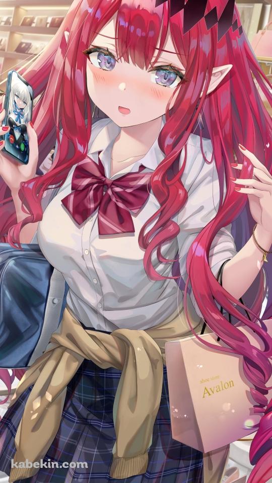 買い物をしながらモルガンと通話するバーヴァン・シー / 制服 / 女子高生 / fgo / fate/grand orderのAndroidの壁紙(540px x 960px) スマホ用