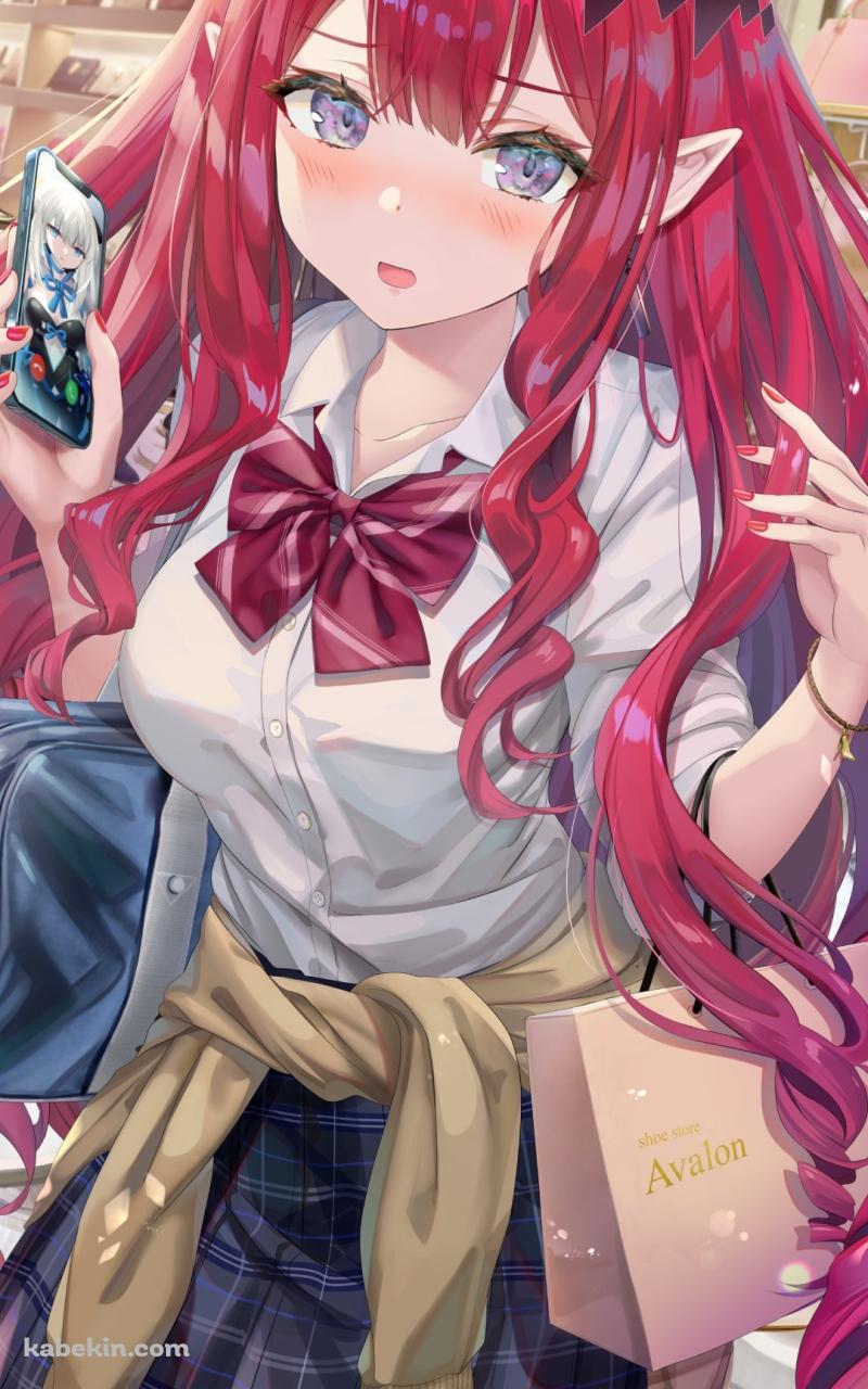 買い物をしながらモルガンと通話するバーヴァン・シー / 制服 / 女子高生 / fgo / fate/grand orderのAndroidの壁紙(800px x 1280px) スマホ用