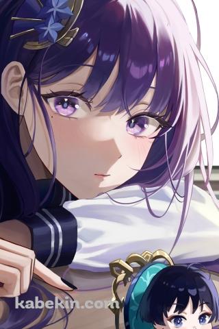 セーラー服を着た可愛い雷電将軍 / 牛乳を飲むスカラマシュ / 放浪者 / 原神のAndroidの壁紙(320px x 480px) スマホ用