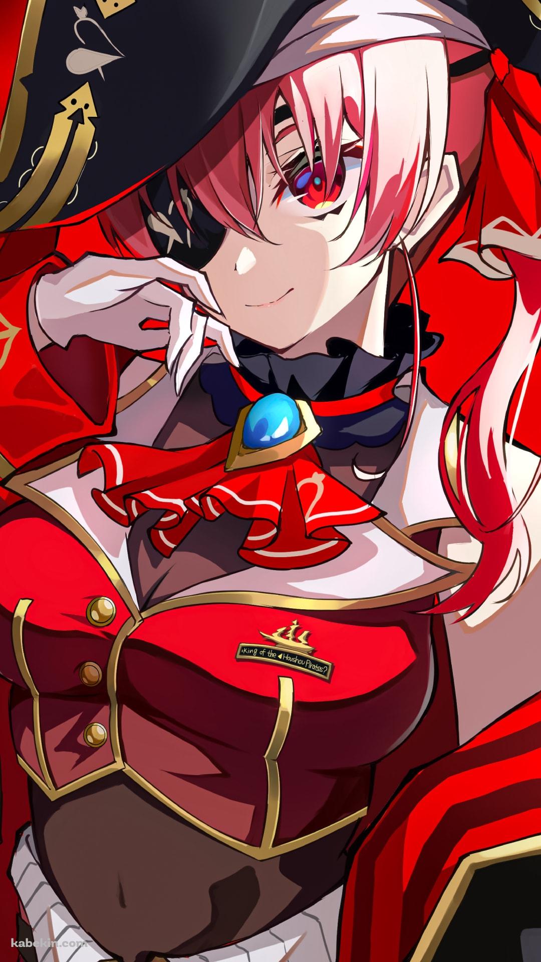 ほっぺたに手をあてる宝鐘マリン / 赤 / ホロライブ / バーチャルYouTuberのAndroidの壁紙(1080px x 1920px) スマホ用