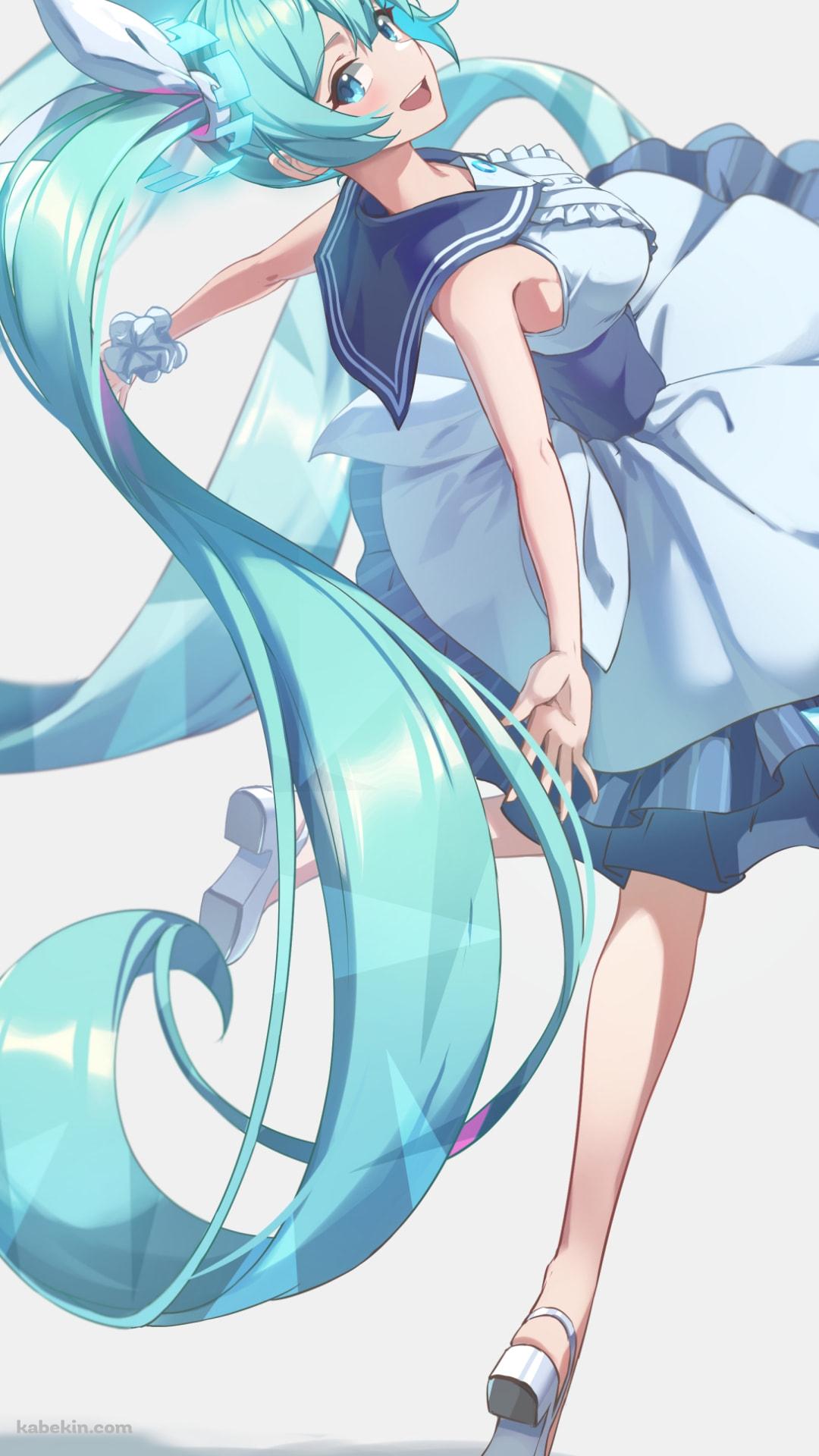 両手を広げてはしゃぐ可愛い初音ミク / ボカロ / ボーカロイドのAndroidの壁紙(1080px x 1920px) スマホ用