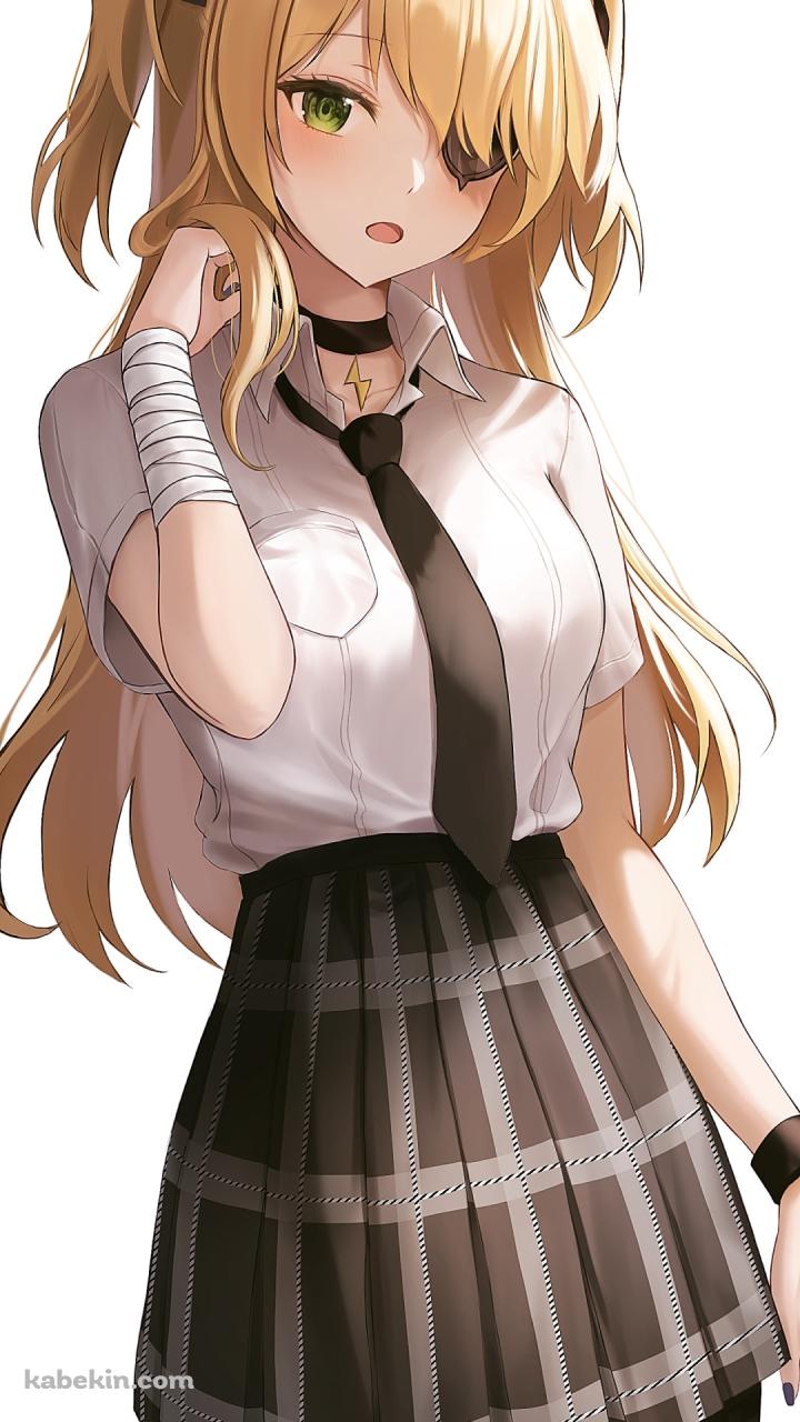 制服を着たフィッシュル / 黒いネクタイ / 眼帯 / ツーサイドアップ / 原神のAndroidの壁紙(720px x 1280px) スマホ用